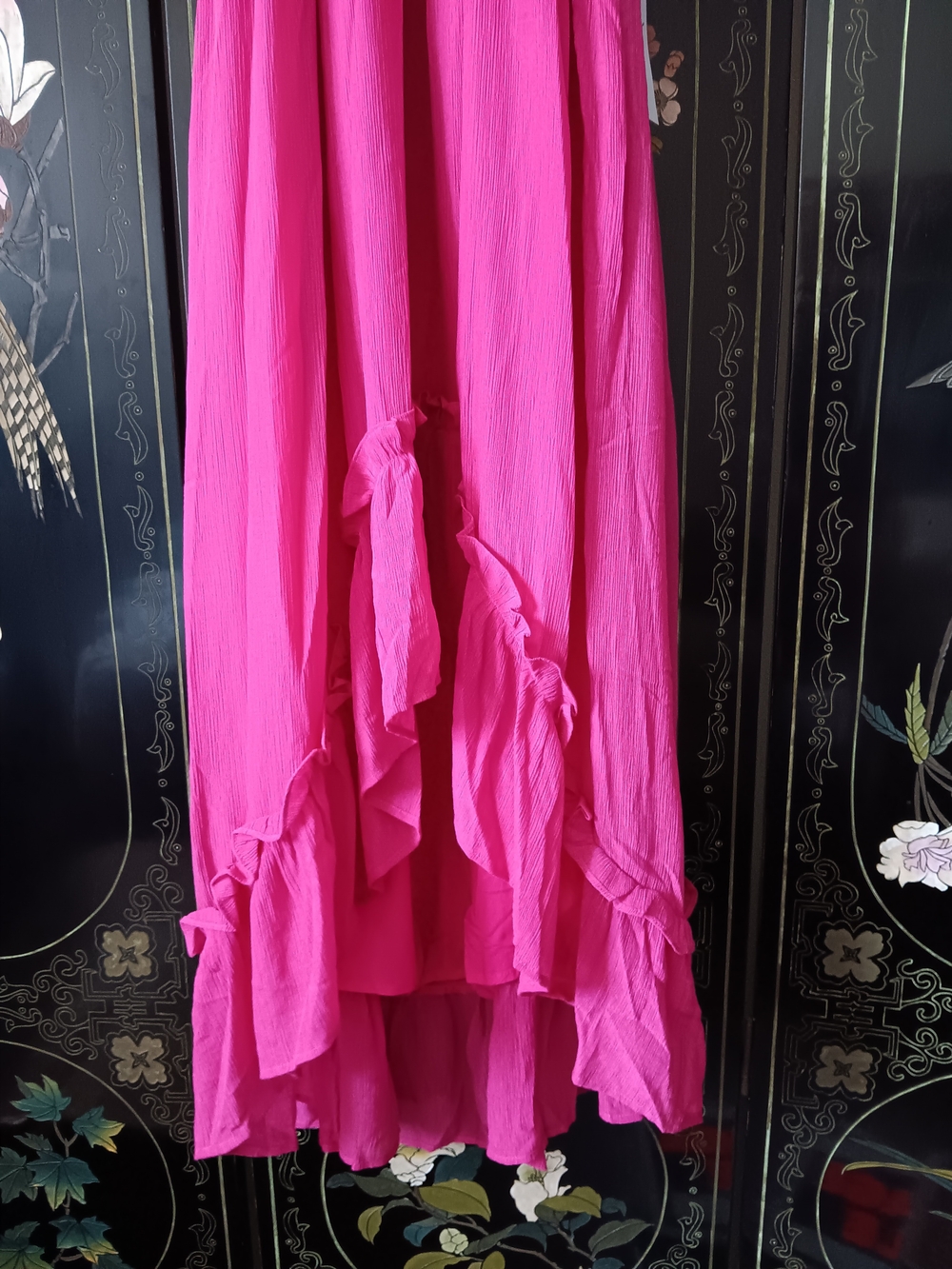 Lumiere Raspberry Pink V-Neck Ruffle Maxi Dress - Picture 4 of 5